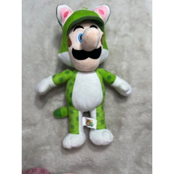 Super Mario Cat Luigi Plush Toy 15" Green & White Soft Stuffed Animal - Picture 2 of 6